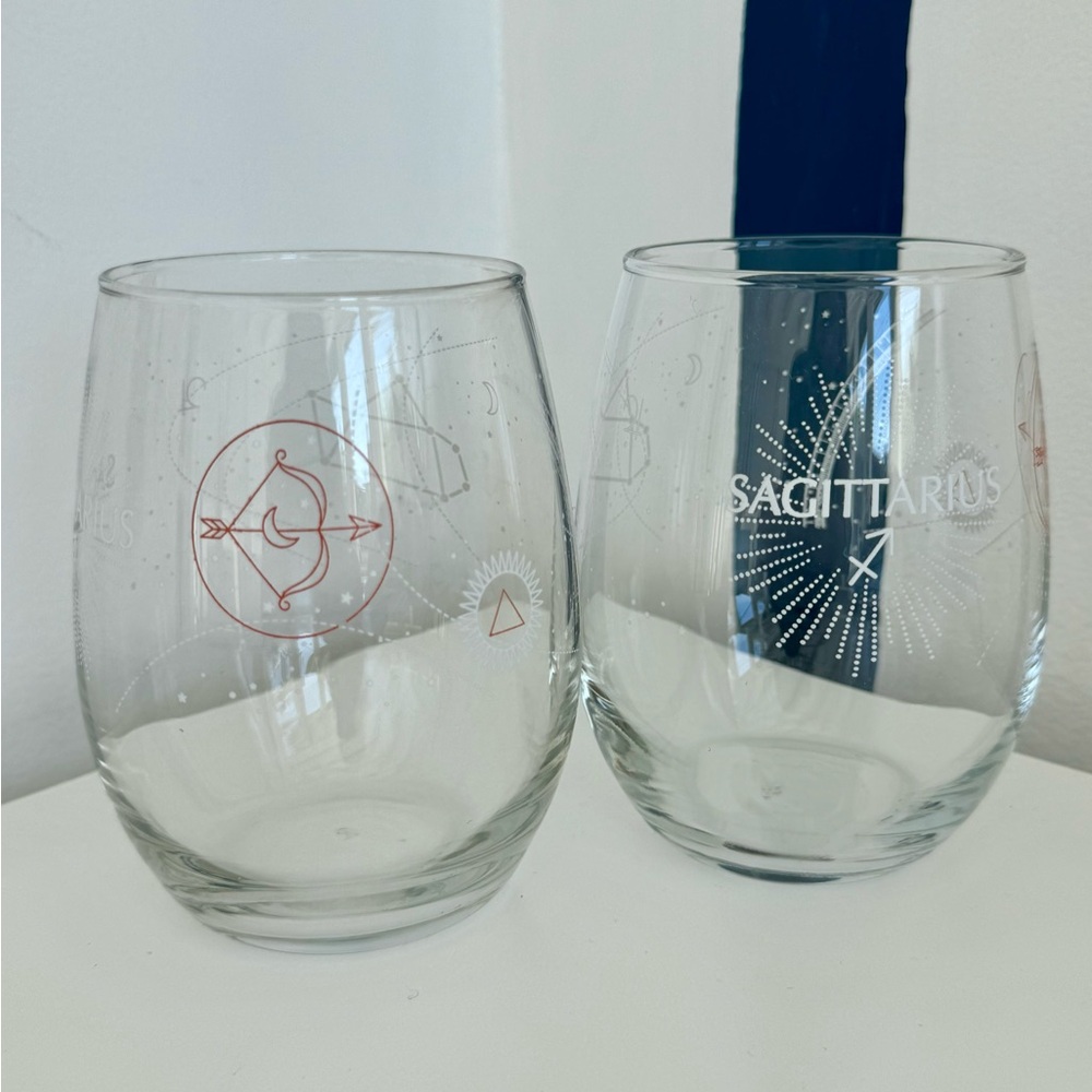 Sagittarius Zodiac Stemless Wine Glass Set